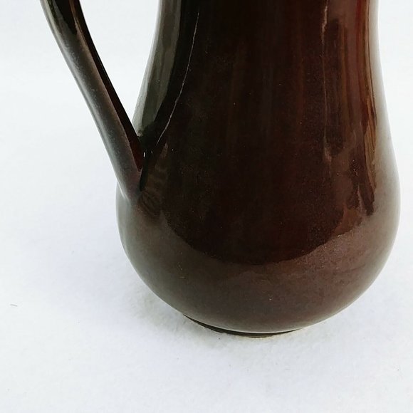 Pitcher Drip Glaze Pottery Brown Cream Farmhouse Country Cottage Vintage Decor - Picture 5 of 9